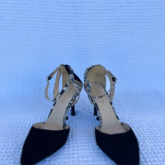 Marc Fisher Heels Womens 6 1/2 Casual Slip On Pumps Black Suede Pointed Toe - Picture 6 of 7